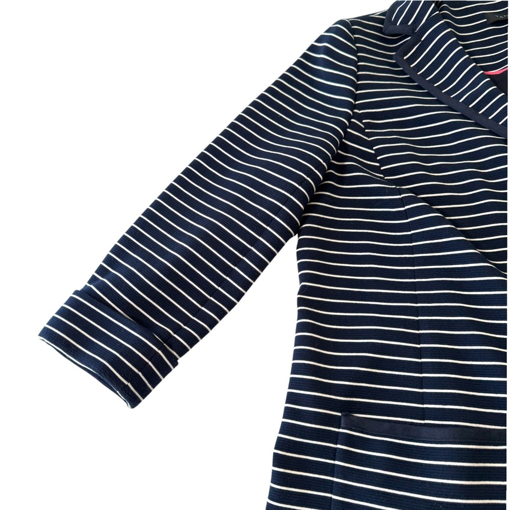 Talbots Striped Knit Open Blazer Jacket Plus Size 1X Navy White Stretch Nautical - Picture 4 of 7